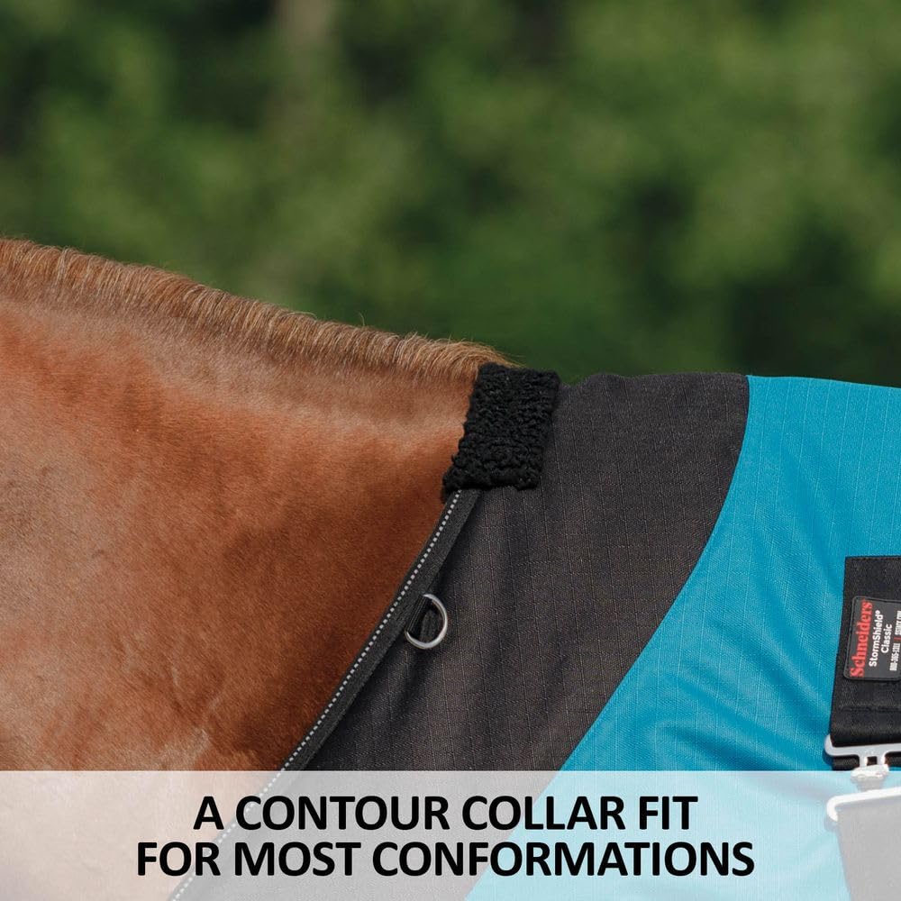 STORM SHIELD Winter Horse Turnout Blanket - Light Play | Size 72 - Red | Medium Weight - 220 Grams | 1200 Denier | Contour Colla